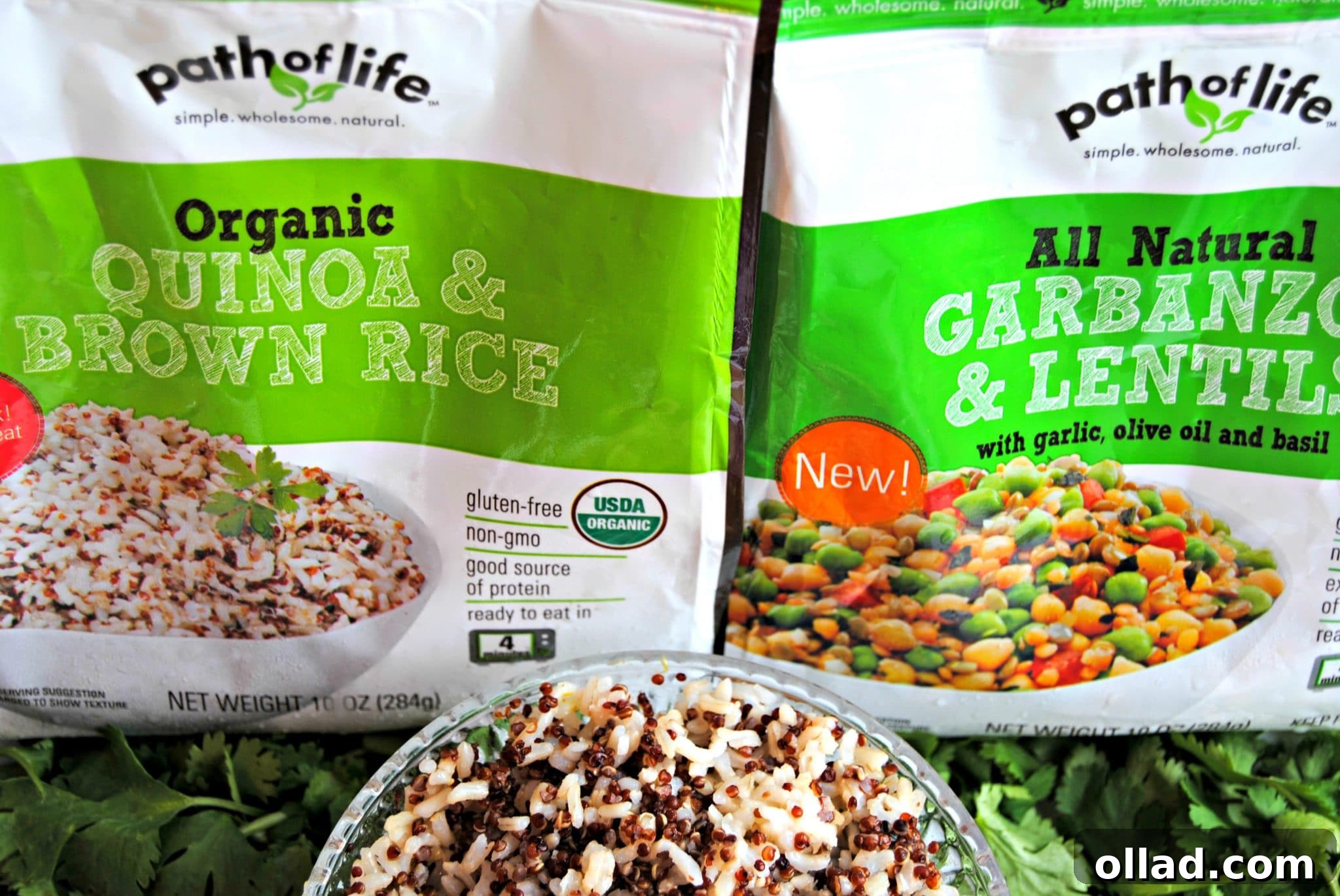 Flavorful Moroccan Chicken: Naturally Gluten and Dairy Free 3 An array of nutritious Path of Life frozen organic and natural side dishes, including quinoa, garbanzo beans, and lentils.