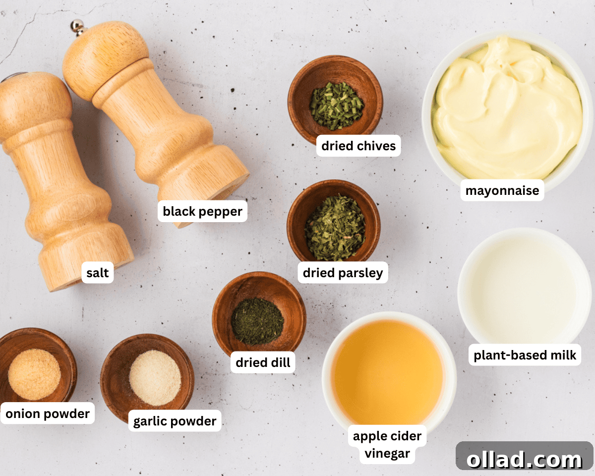 Dairy-free ranch dressing ingredients