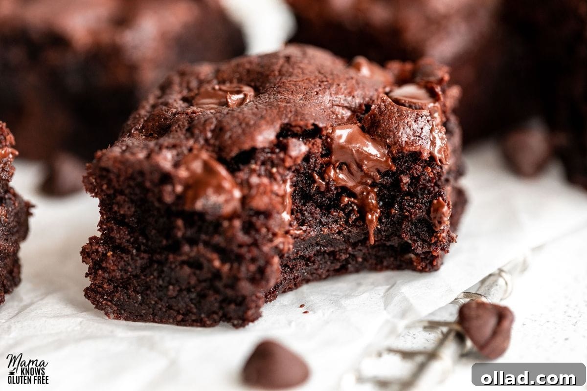 Decadent Almond Flour Fudge Brownies 10 A cut up square of Almond Flour Brownies.