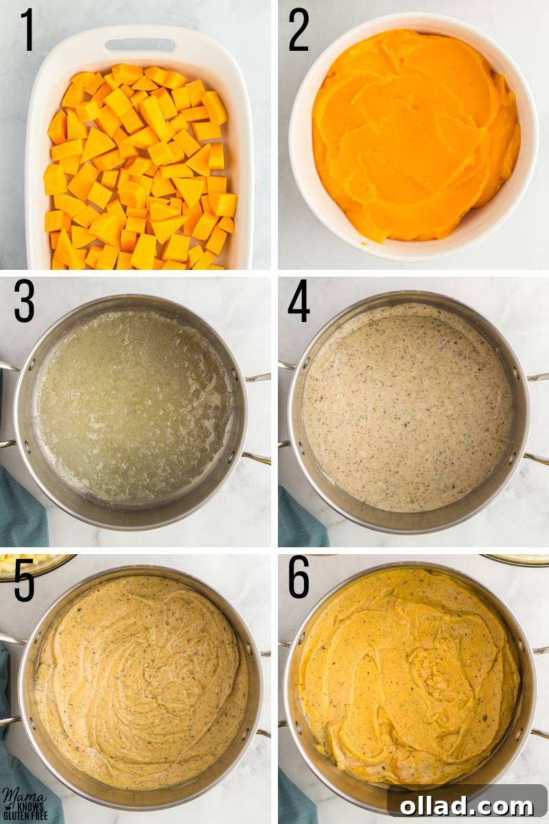 Velvety Gluten-Free Butternut Mac and Cheese 4 First 6 steps to make Gluten-Free Butternut Squash Mac and Cheese