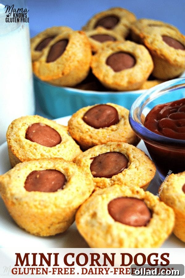 Gluten-Free Mini Corn Dogs on a rustic serving board, ready to be enjoyed.