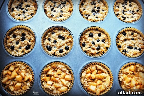 An array of healthy gluten-free baked oatmeal cups