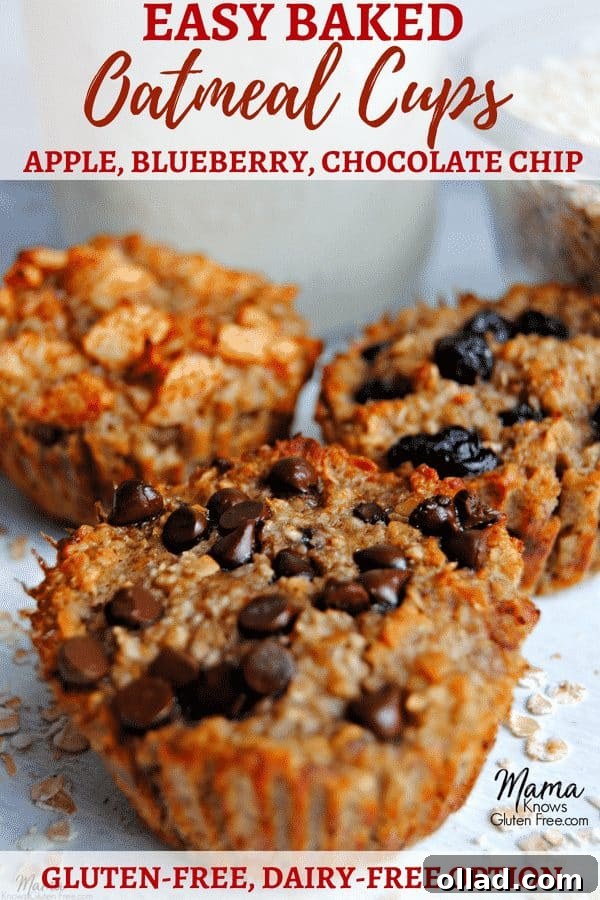Three variations of healthy and delicious gluten-free baked oatmeal cups