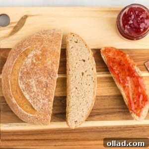 gluten-free sourdough bread on a wooden cutting board