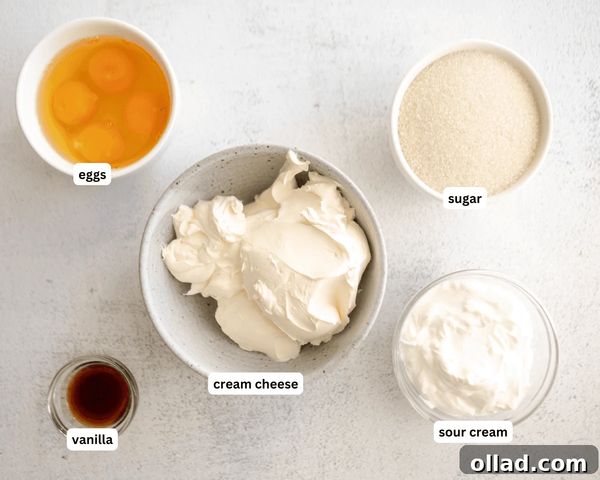 Crustless cheesecake ingredients