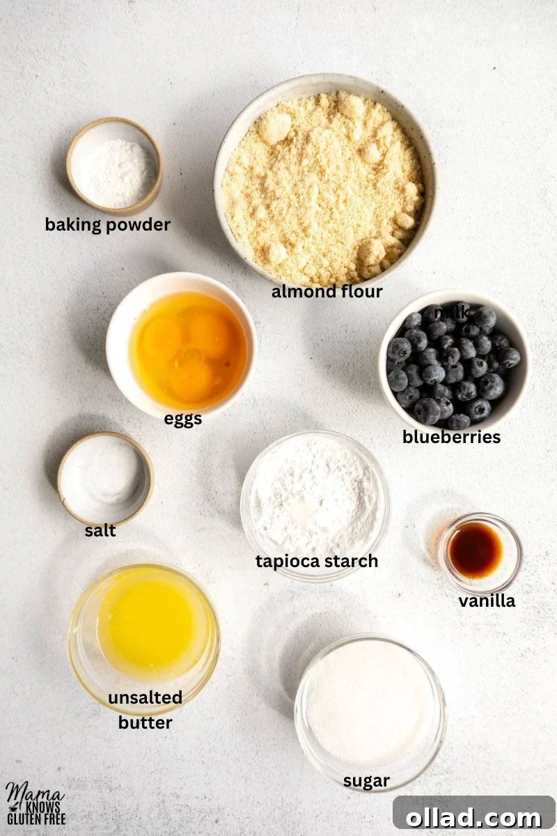 ingredients for almond flour blueberry muffins