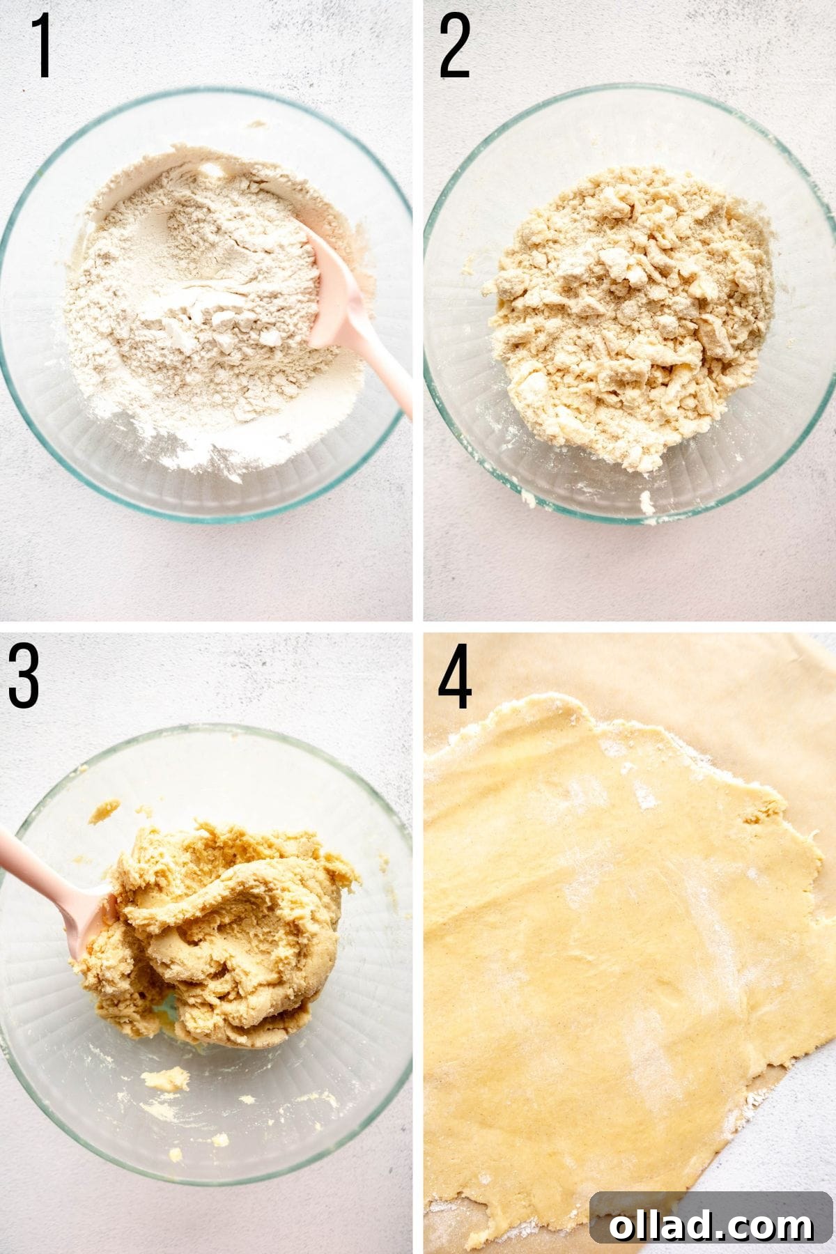 A visual collage showing multiple steps of making gluten-free empanadas, from combining ingredients to filling and sealing the dough.