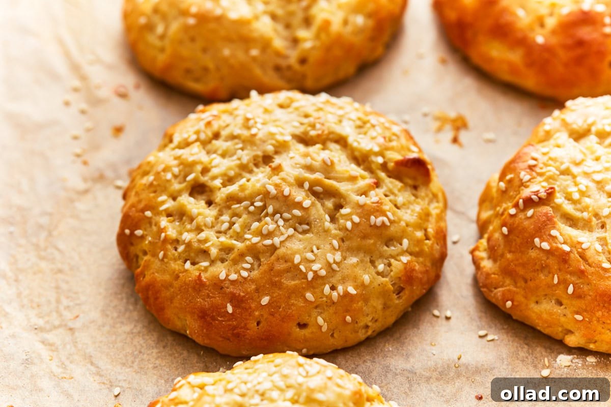 close-up view of gluten-free hamburger buns.