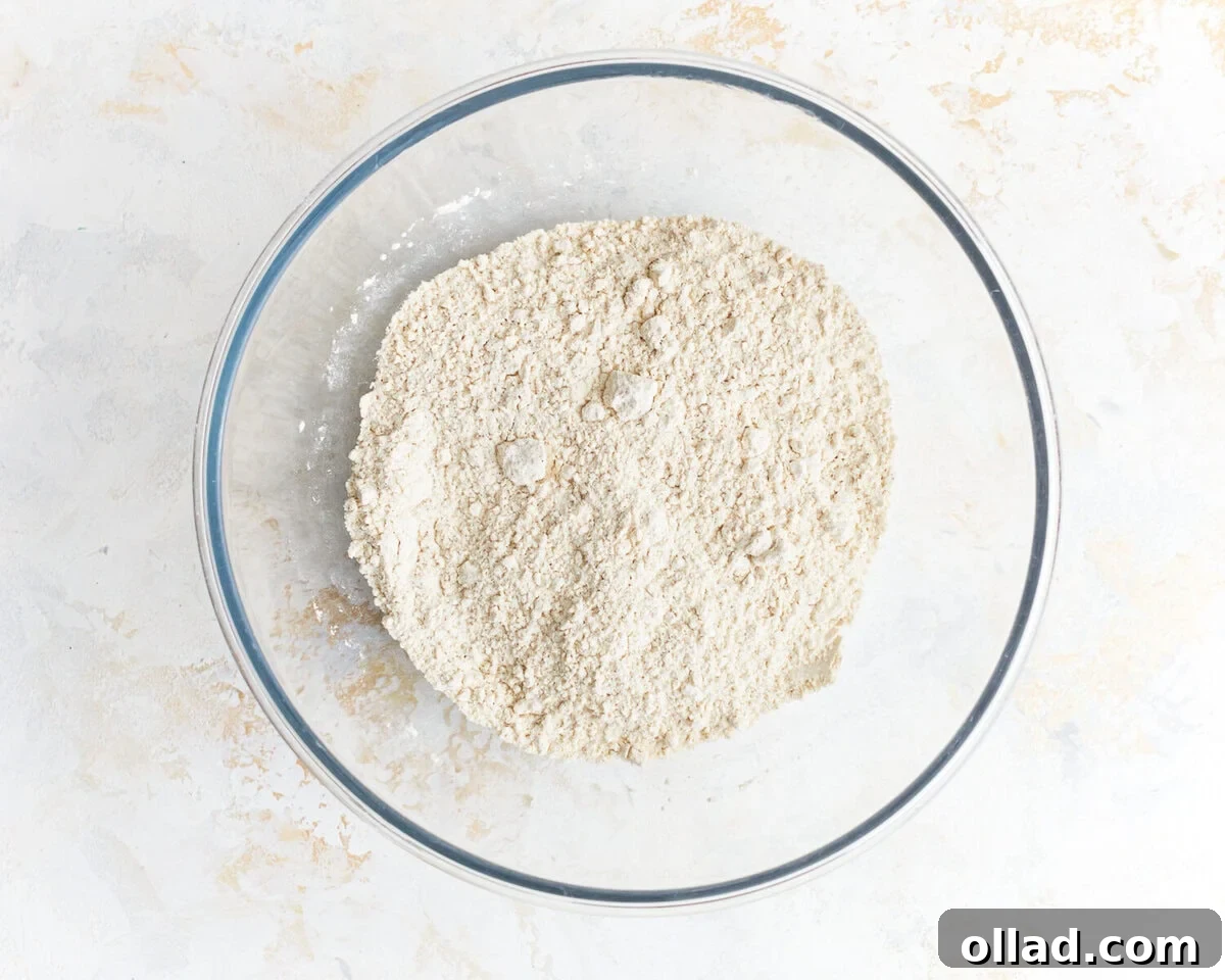 gluten-free flour in a glass bowl.