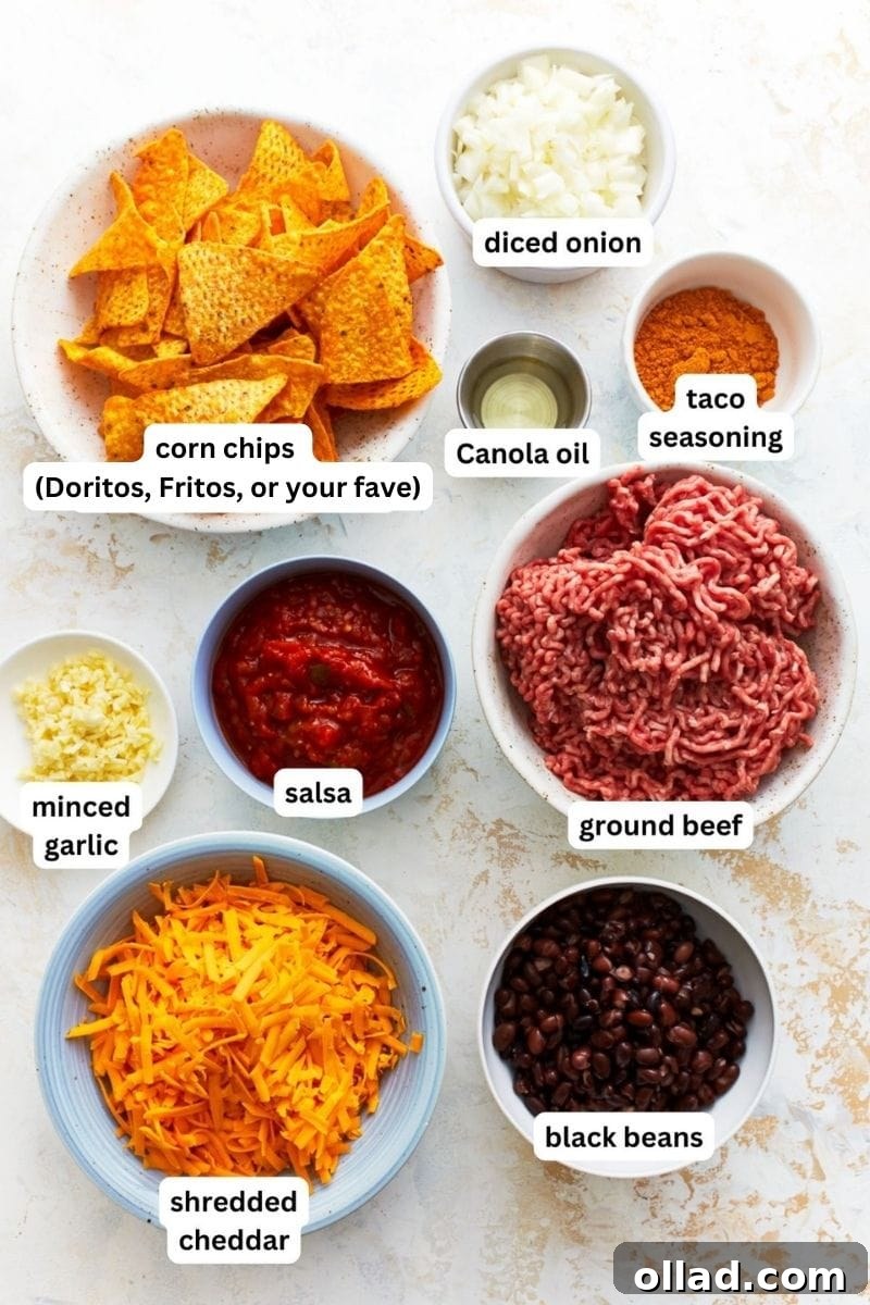 ingredients for walking taco casserole 