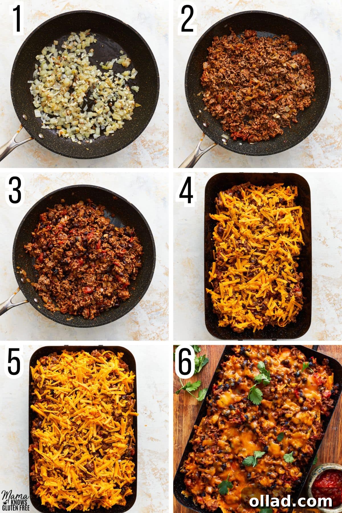 step by step photos for how to make walking taco casserole