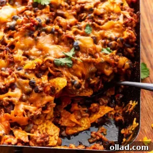 walking taco casserole missing a scoop.
