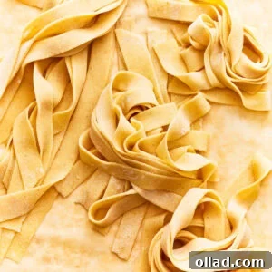 gluten-free pasta on parchment paper.