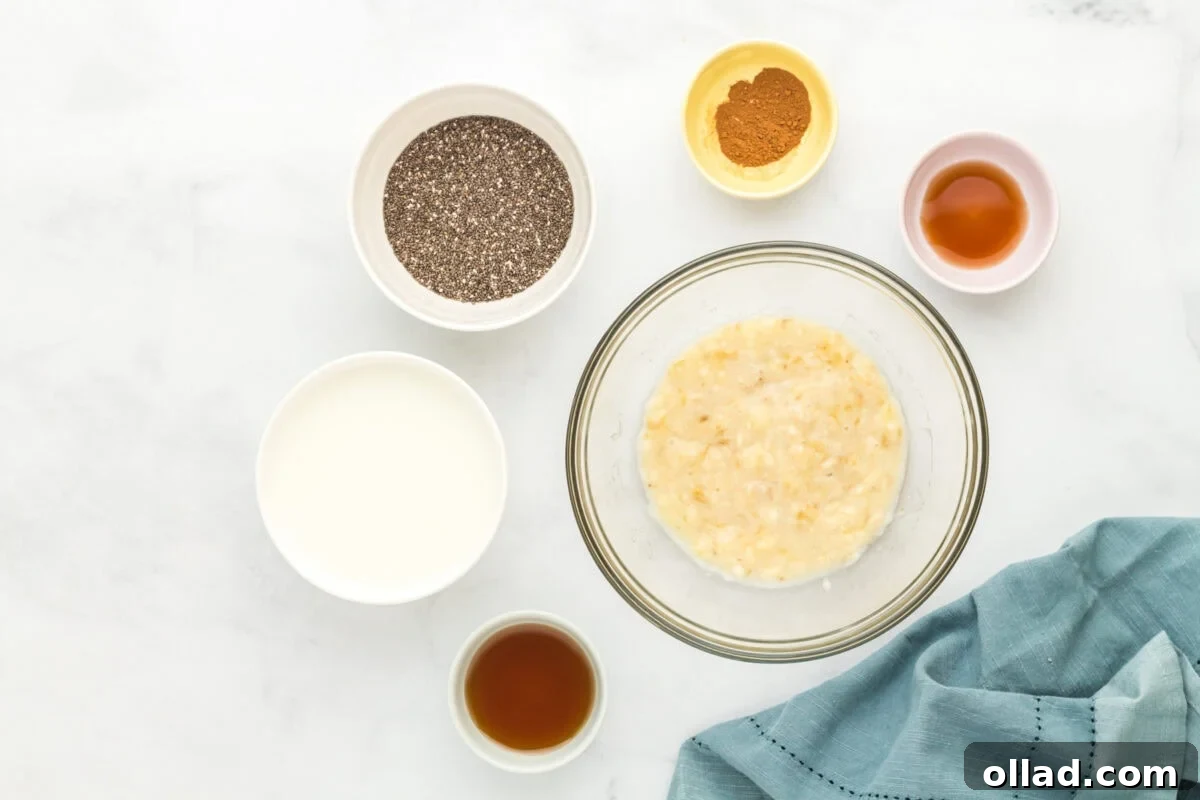mashed banana in a glass bowl.