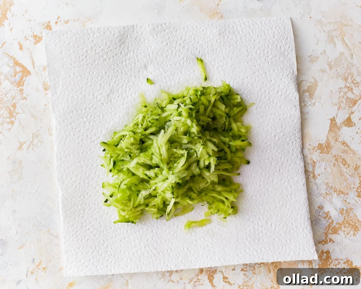 Shredded cucumber on a paper towel