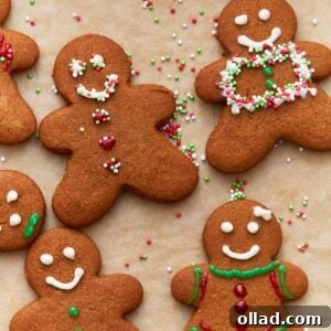 Overhead view of decorated gluten-free gingerbread cookies.