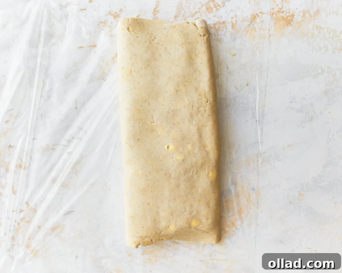 Unbelievably Flaky Gluten-Free Puff Pastry 13 The remaining buttered third of the gluten-free puff pastry dough folded over the top, creating three distinct layers.