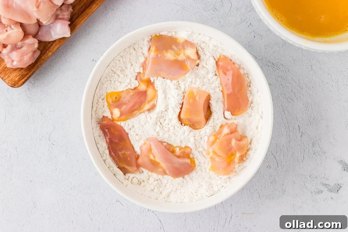 Irresistible Gluten-Free Sweet and Sour Chicken 12 raw chicken in flour mixture