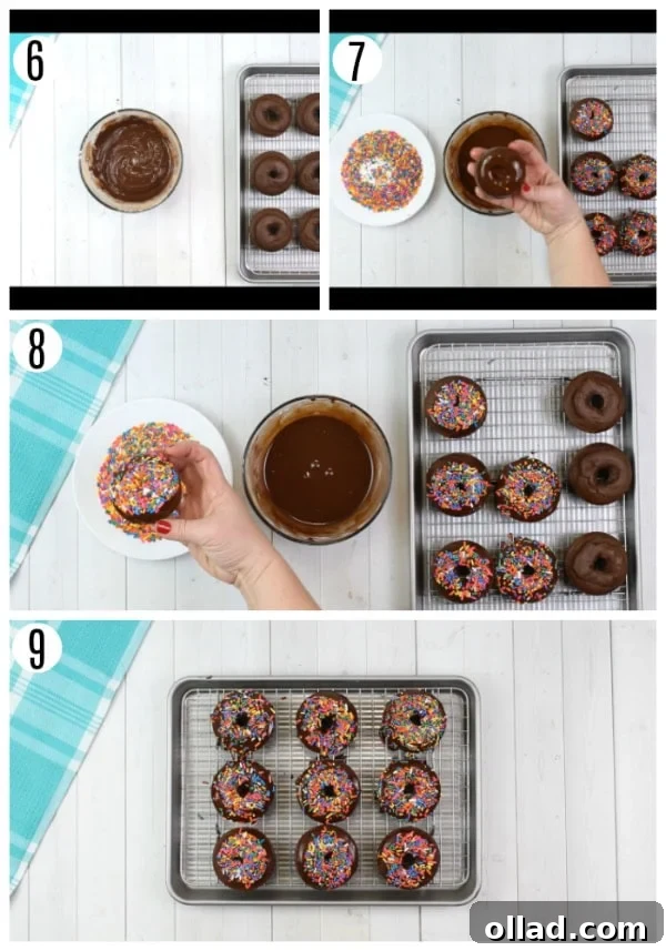 gluten-free chocolate donuts recipe steps 6-9 photo collage