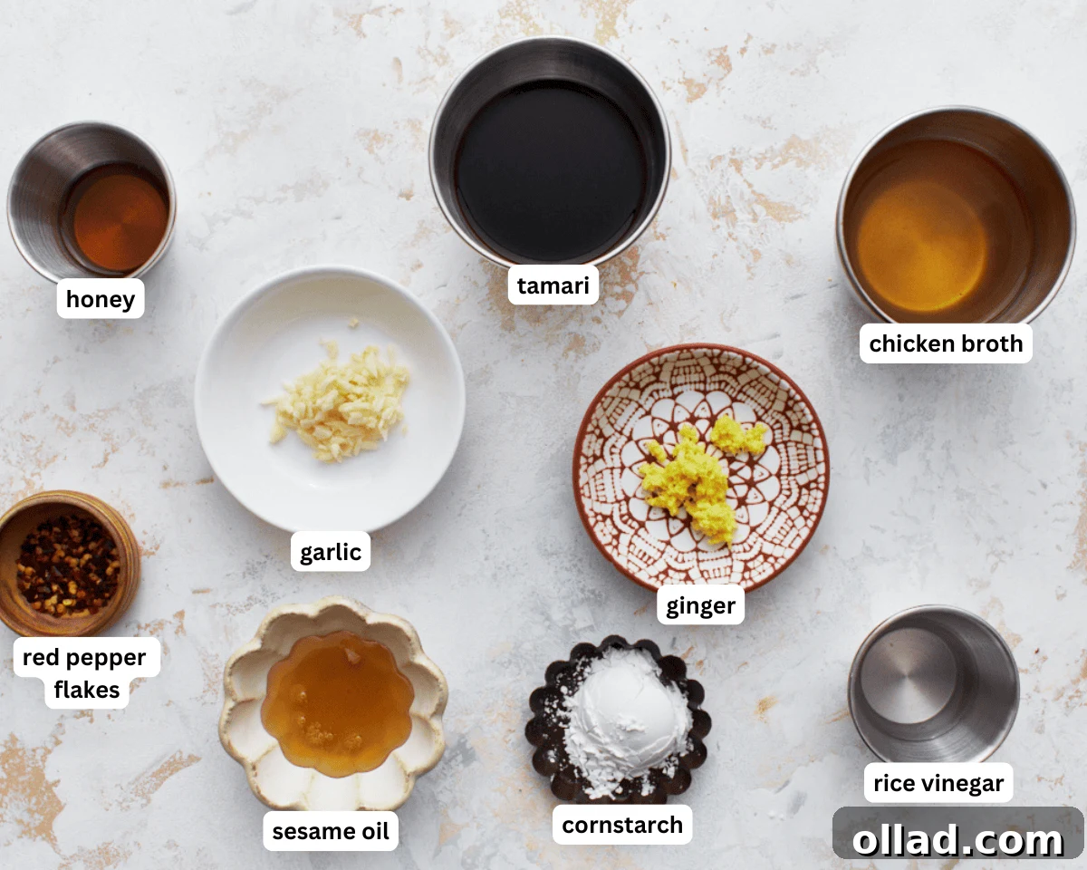 gluten-free stir fry sauce ingredients close up