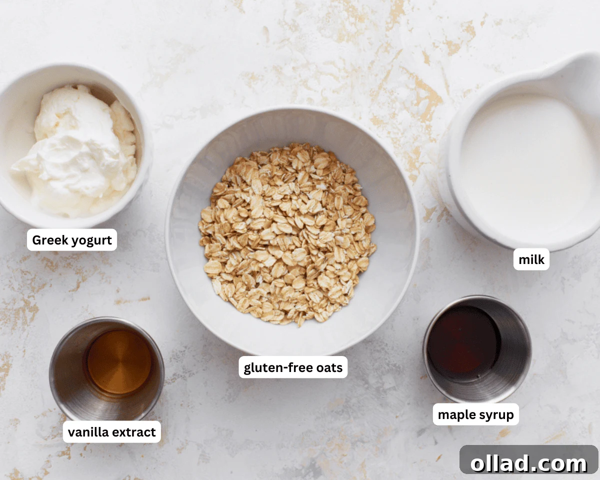 Gluten-free overnight oats ingredients