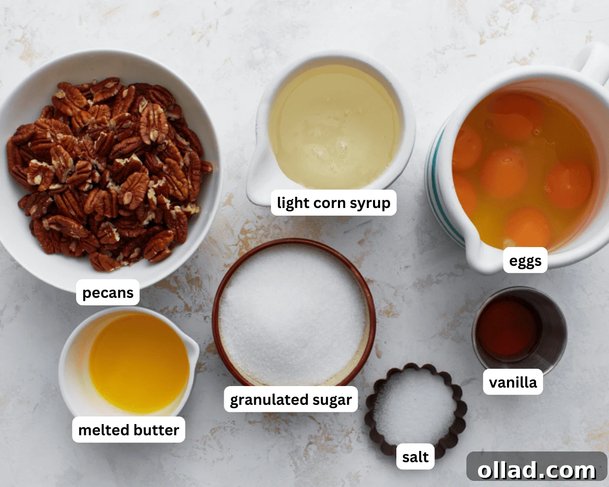 ingredients for crustless pecan pie