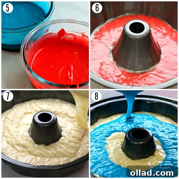 Gluten-Free Firecracker Almond Bundt Cake Layering Steps 5-8