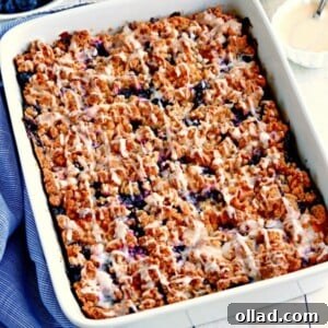 a pan of gluten-free blueberry breakfast casserole