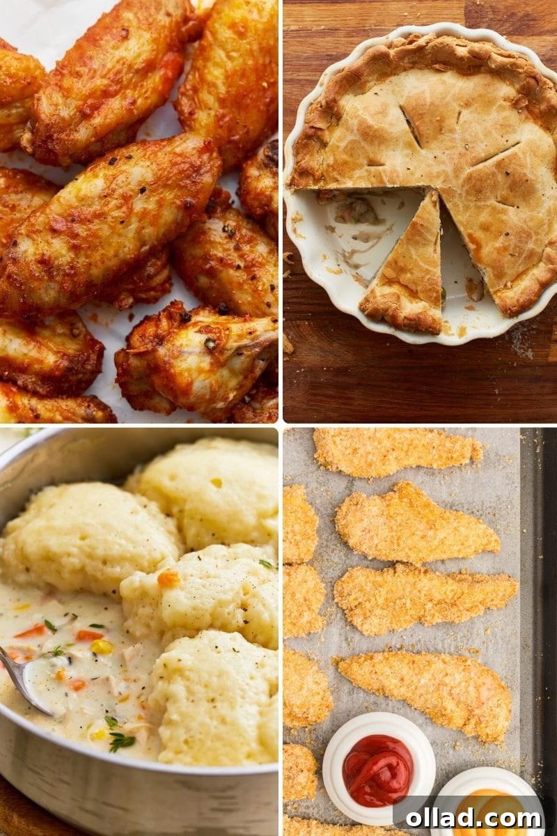 A collage of various delicious gluten-free chicken dishes, showcasing different culinary styles and preparations. Each dish looks appealing and highlights the versatility of chicken in gluten-free cooking.