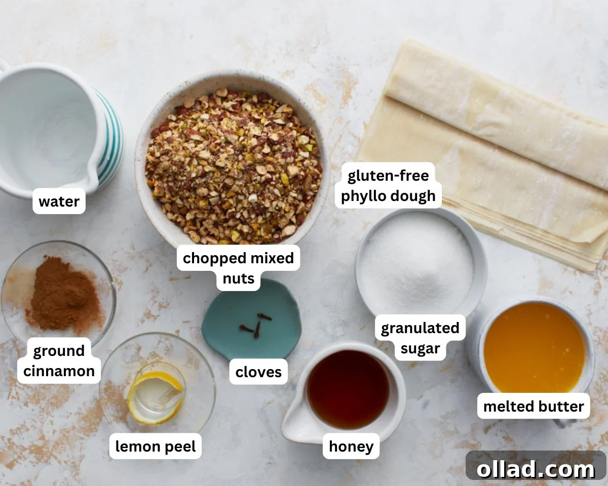 Gluten-Free Baklava ingredients