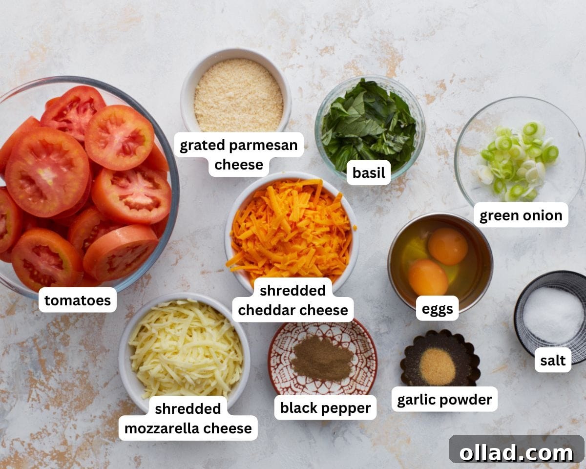 crustless tomato pie ingredients