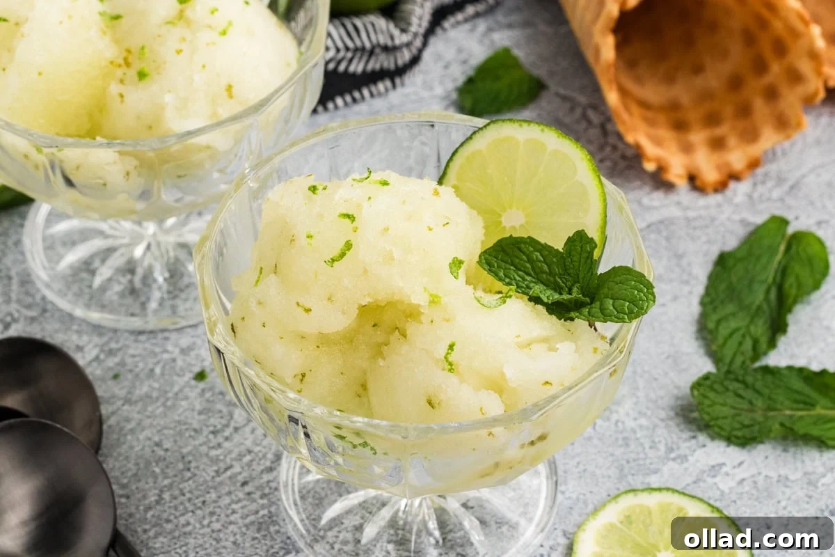 finished lie sorbet in a glass dish