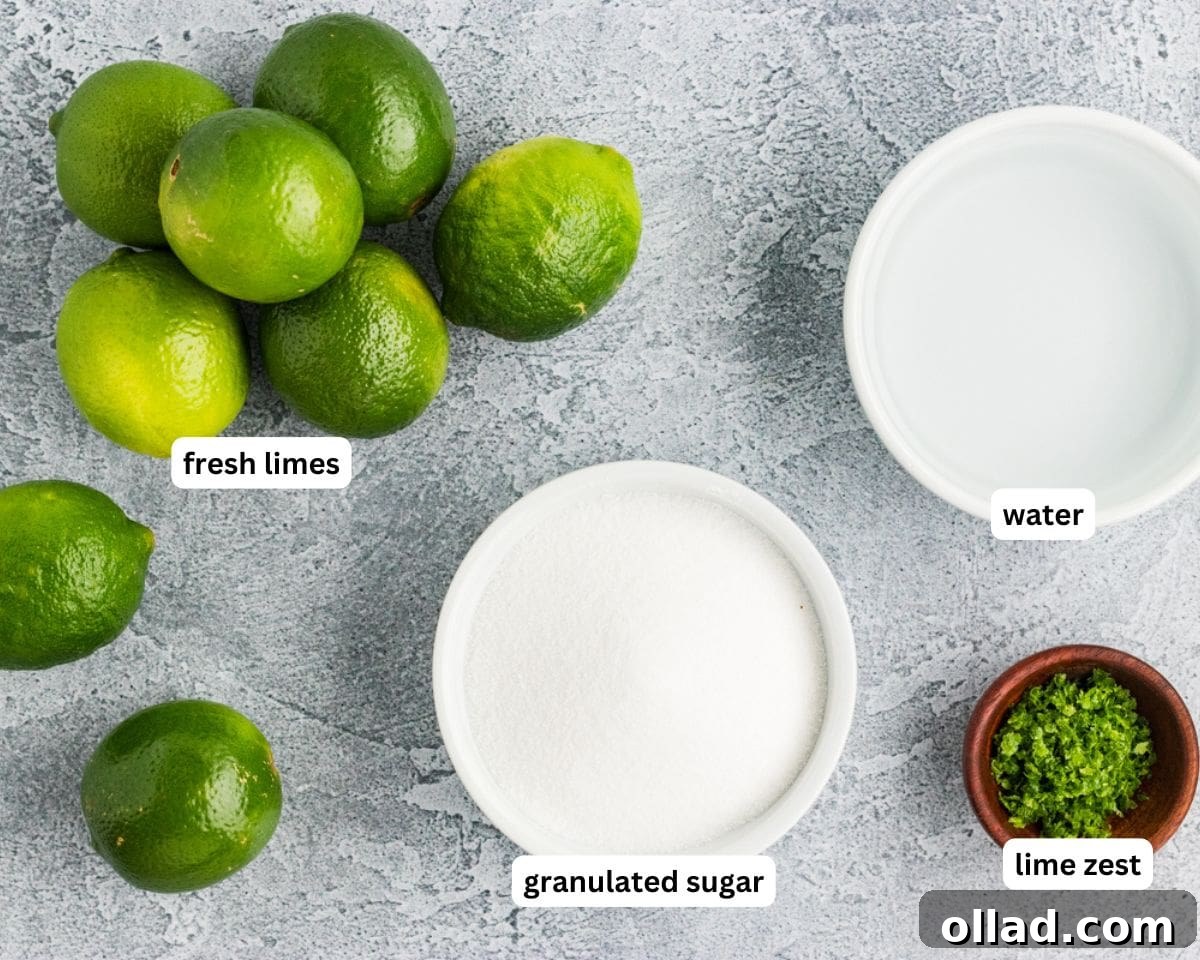 ingredients to make lime sorbet
