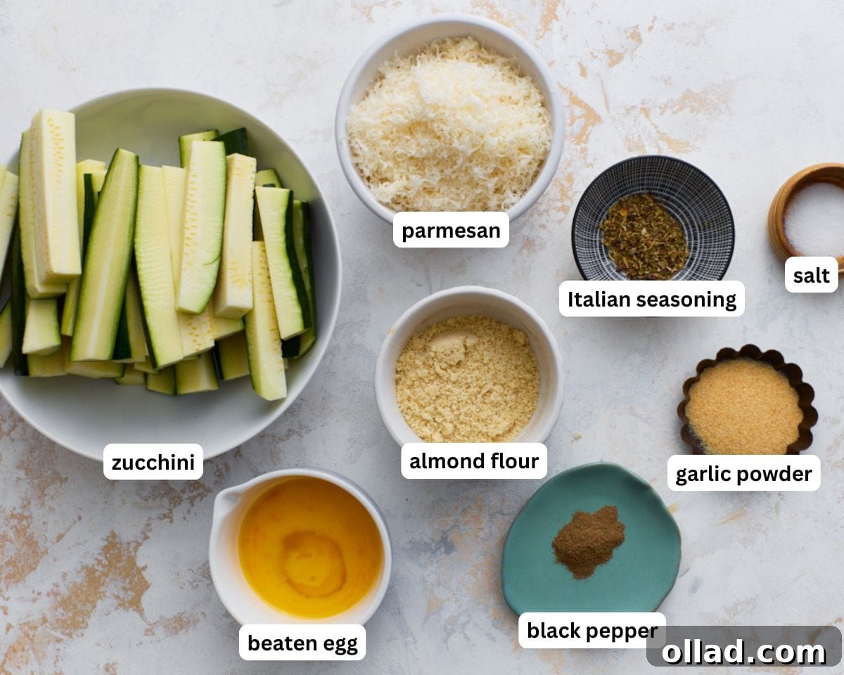 Crispy Keto Zucchini Fries: Low-Carb Snack Recipe 4 keto zucchini fries ingredients