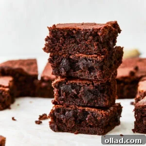 4 stacked gluten free brownies.